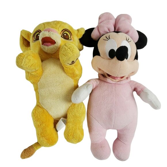 Vintage Disney World Theme Parks Babies 10” MINNIE MOUSE SIMBA Plush Animals - Picture 1 of 10